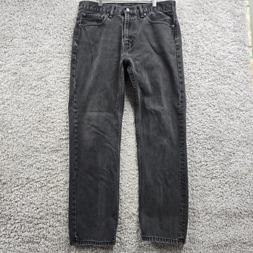 Levi's 505 Mens Straight Jeans Size 36x34 (Fits 34x31) Black Streetwear